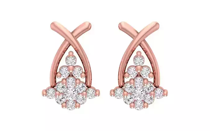 Women Diamond Earrings 3dm STL OBJ FBX Renders Details