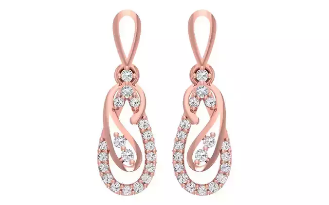 Women Diamond Earrings 3dm STL OBJ FBX Renders Details