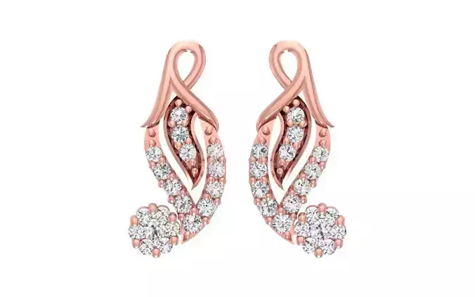 Women Diamond Earrings 3dm STL OBJ FBX Renders Details