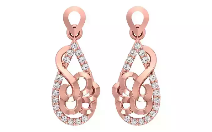 Women Diamond Earrings 3dm STL OBJ FBX Renders Details