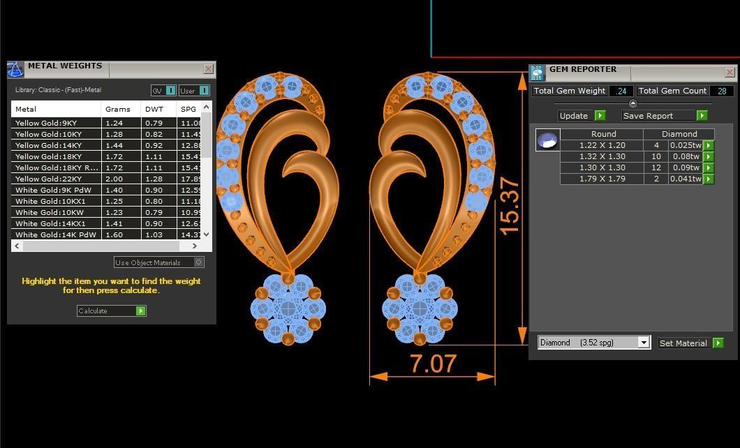 Women Diamond Earrings 3dm STL OBJ FBX Renders Details 3D print model_3