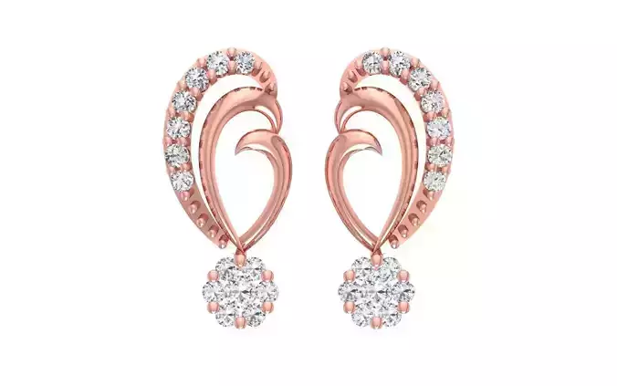 Women Diamond Earrings 3dm STL OBJ FBX Renders Details