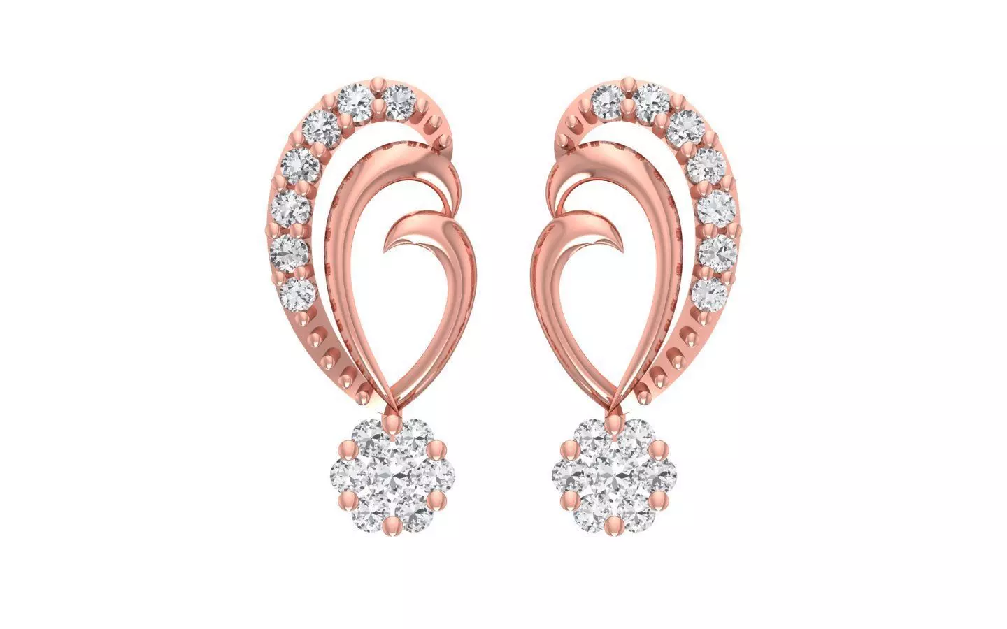 Women Diamond Earrings 3dm STL OBJ FBX Renders Details 3D print model_0