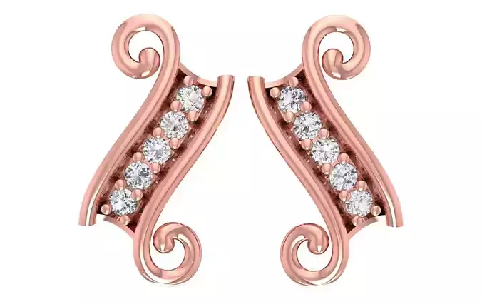 Women Diamond Earrings 3dm STL OBJ FBX Renders Details