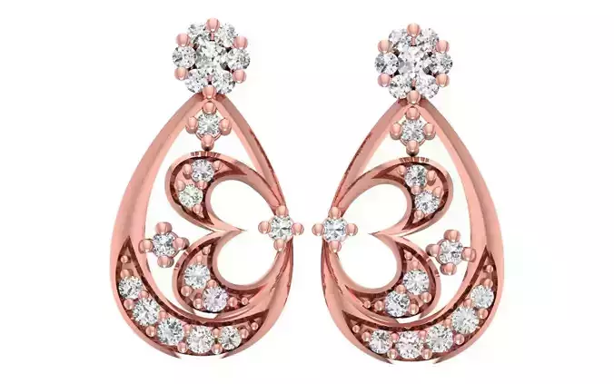 Women Diamond Earrings 3dm STL OBJ FBX Renders Details