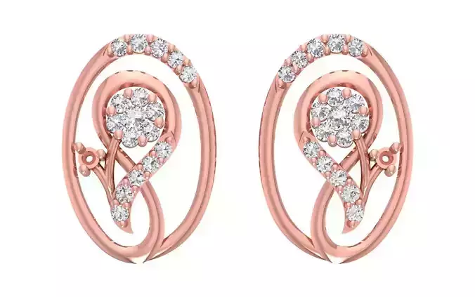 Women Diamond Earrings 3dm STL OBJ FBX Renders Details