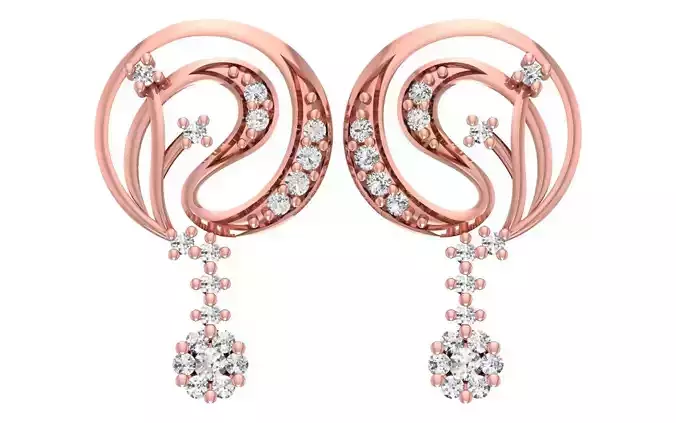Women Diamond Earrings 3dm STL OBJ FBX Renders Details
