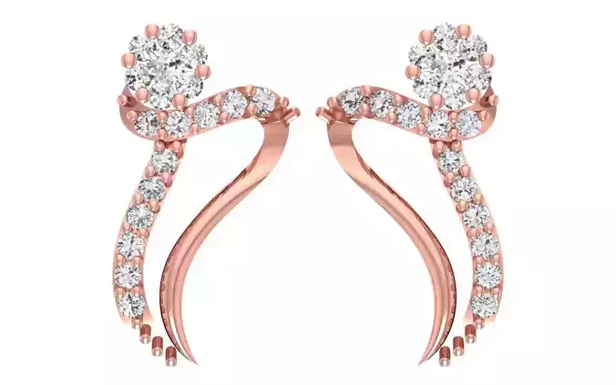 Women Diamond Earrings 3dm STL OBJ FBX Renders Details