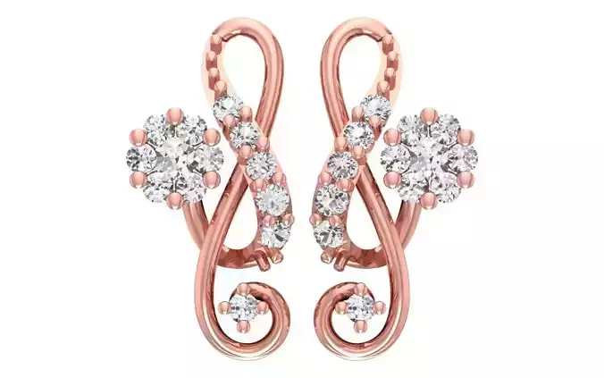 Women Diamond Earrings 3dm STL OBJ FBX Renders Details