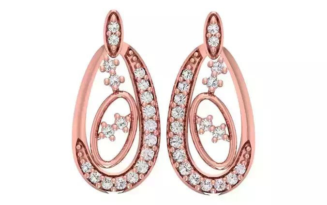 Women Diamond Earrings 3dm STL OBJ FBX Renders Details