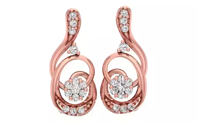 Women Diamond Earrings 3dm STL OBJ FBX Renders Details