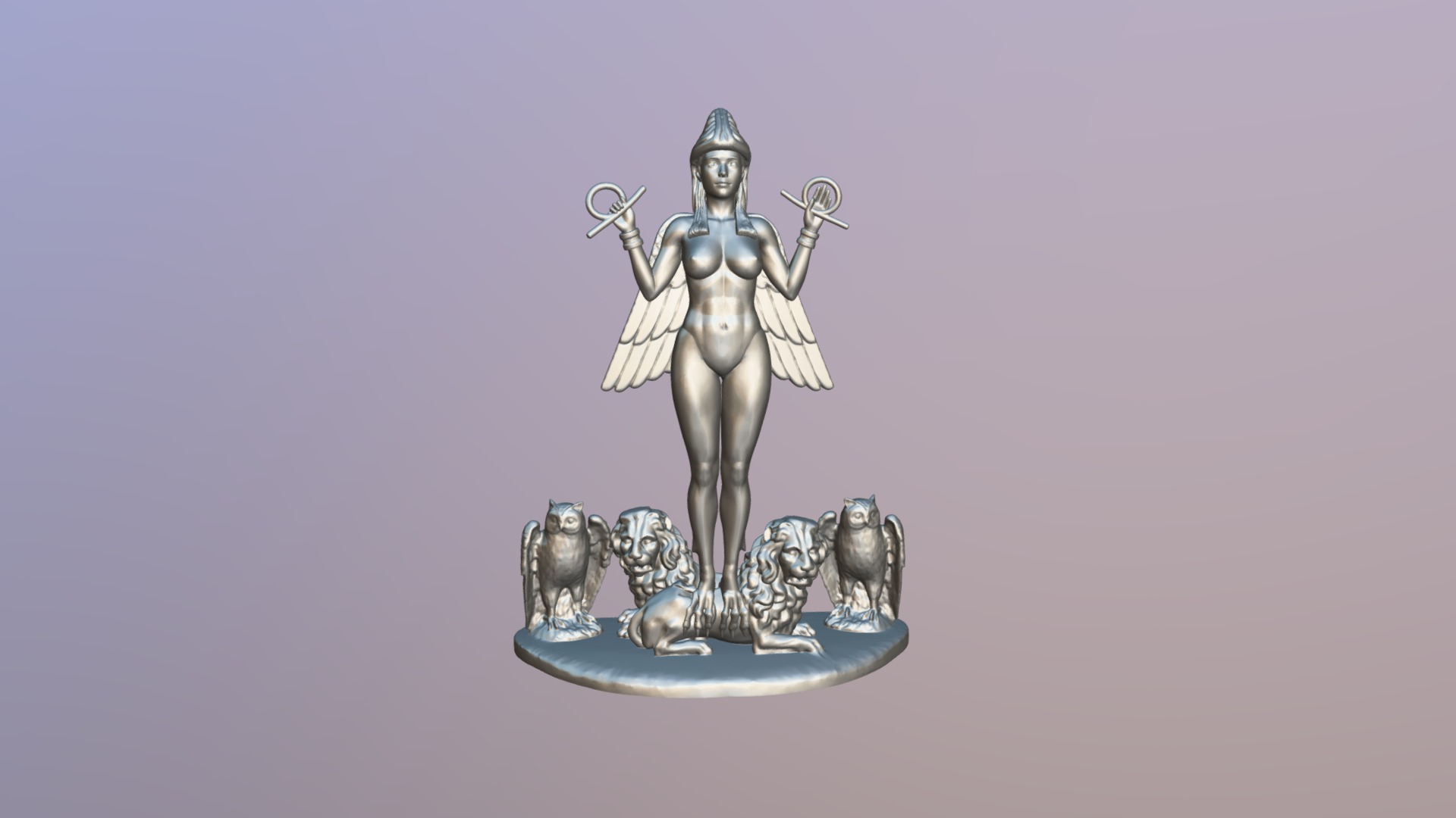 Statue of goddess Lilith or Ishtar for 3D printing 3D print model_4