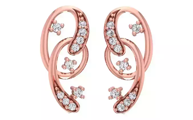 Women Diamond Earrings 3dm STL OBJ FBX Renders Details
