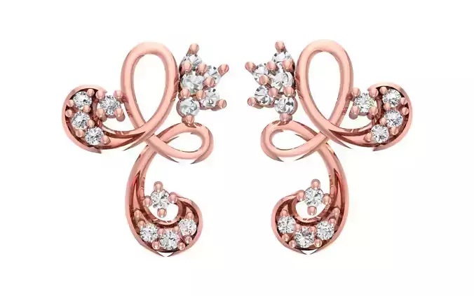 Women Diamond Earrings 3dm STL OBJ FBX Renders Details