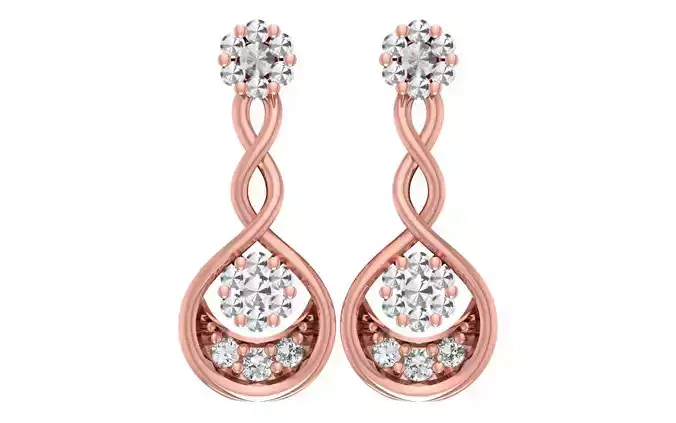 Women Diamond Earrings 3dm STL OBJ FBX Renders Details