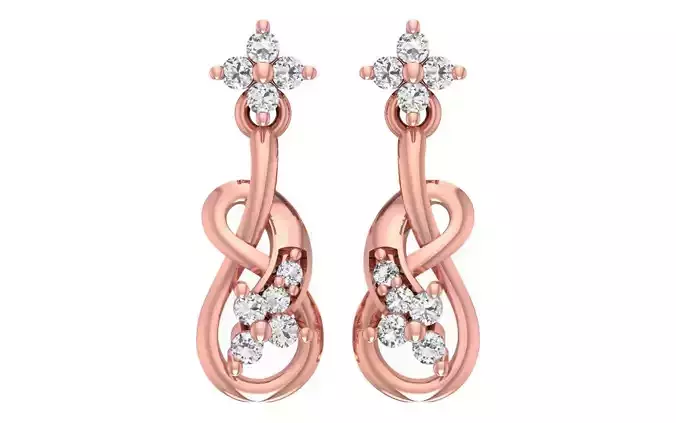 Women Diamond Earrings 3dm STL OBJ FBX Renders Details