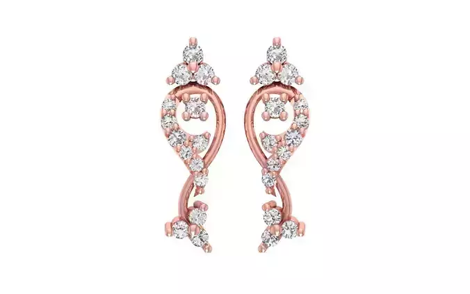 Women Diamond Earrings 3dm STL OBJ FBX Renders Details