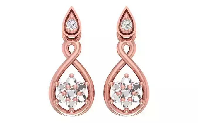 Women Diamond Earrings 3dm STL OBJ FBX Renders Details