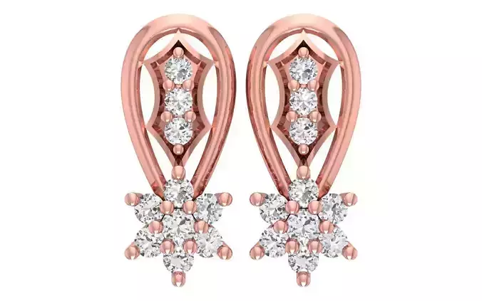 Women Diamond Earrings 3dm STL OBJ FBX Renders Details
