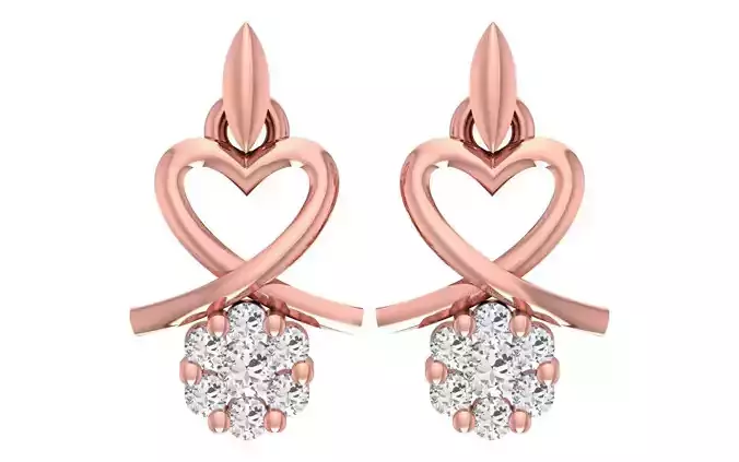 Women Diamond Earrings 3dm STL OBJ FBX Renders Details