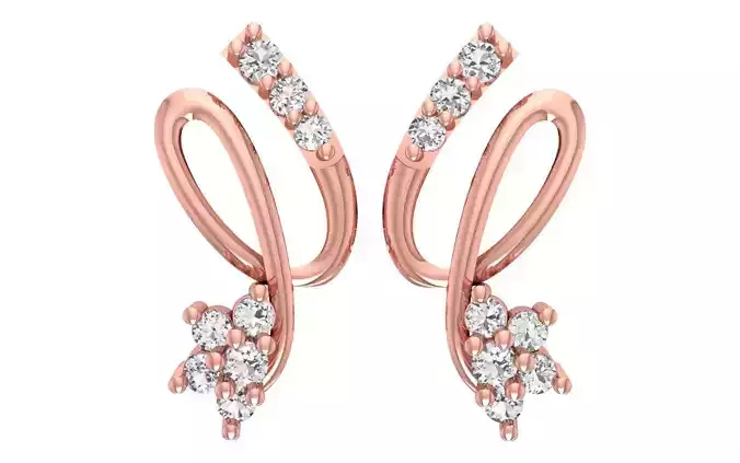 Women Diamond Earrings 3dm STL OBJ FBX Renders Details