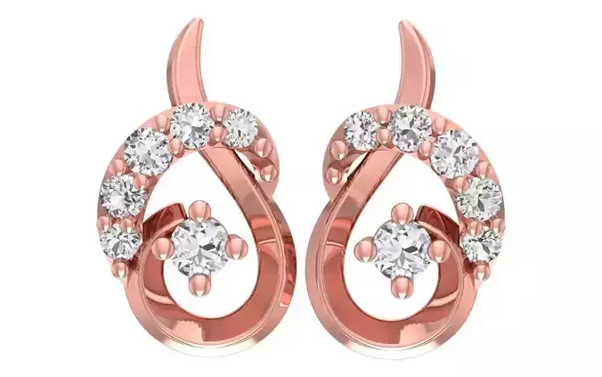 Women Diamond Earrings 3dm STL OBJ FBX Renders Details