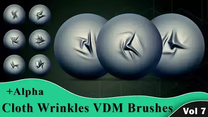 Cloth Wrinkles VDM Brushes and Alpha Vol 7