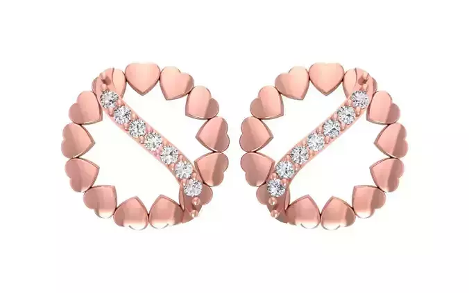 Women Diamond Heart Earrings 3dm STL OBJ FBX Renders Details