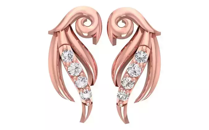 Women Diamond Earrings 3dm STL OBJ FBX Renders Details