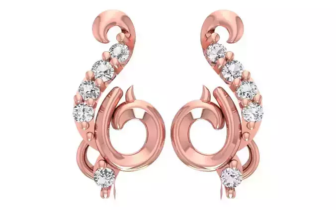 Women Diamond Earrings 3dm STL OBJ FBX Renders Details