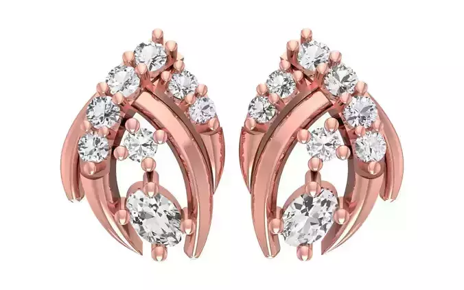 Women Diamond Earrings 3dm STL OBJ FBX Renders Details