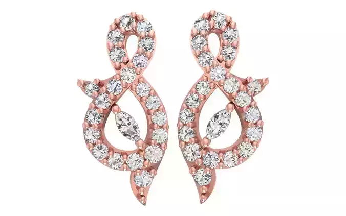 Women Diamond Earrings 3dm STL OBJ FBX Renders Details