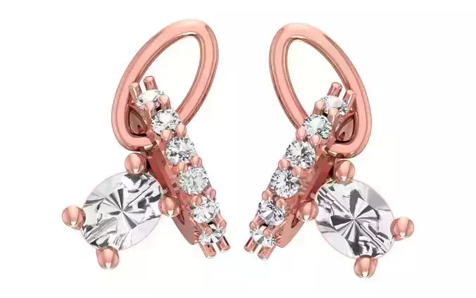 Women Diamond Earrings 3dm STL OBJ FBX Renders Details