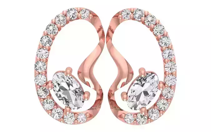 Women Diamond Earrings 3dm STL OBJ FBX Renders Details