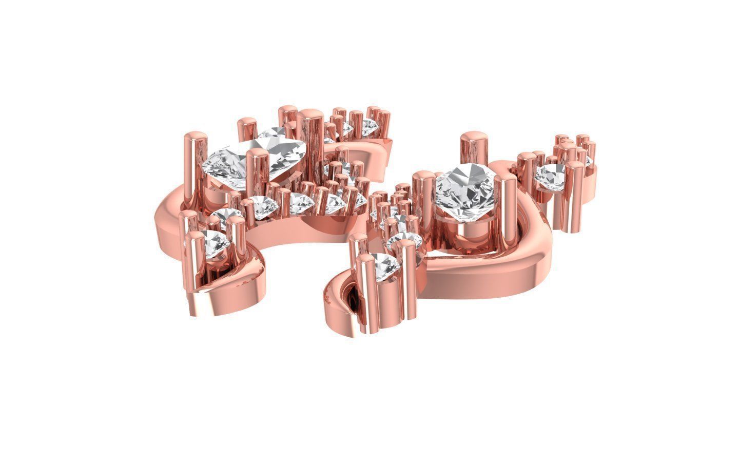 Women Diamond Earrings 3dm STL OBJ FBX Renders Details 3D print model_1