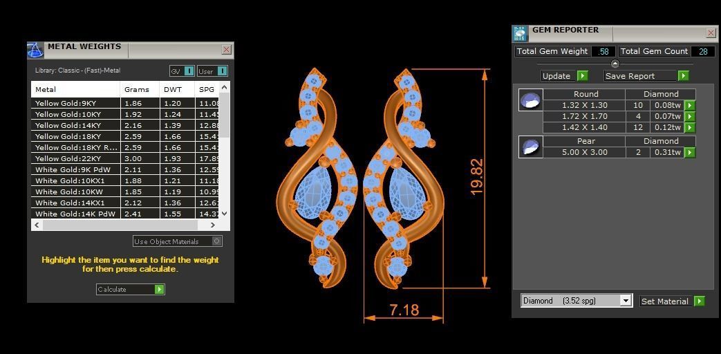 Women Diamond Earrings 3dm STL OBJ FBX Renders Details 3D print model_3