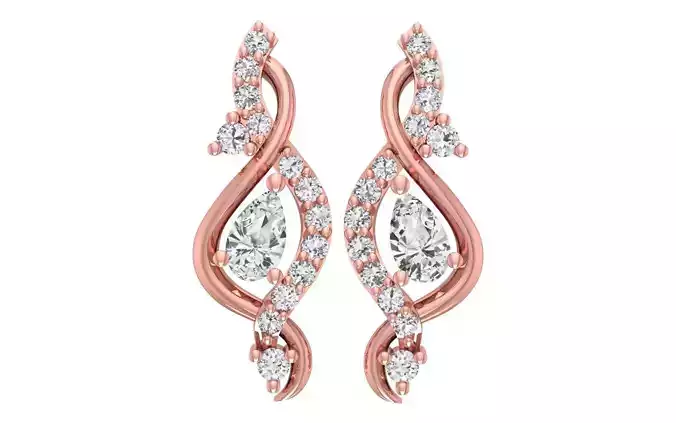 Women Diamond Earrings 3dm STL OBJ FBX Renders Details