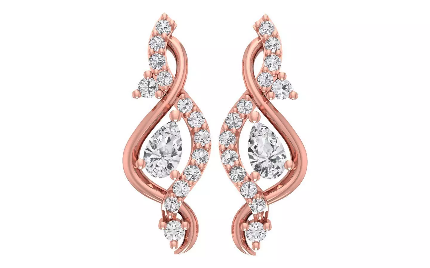 Women Diamond Earrings 3dm STL OBJ FBX Renders Details 3D print model_0