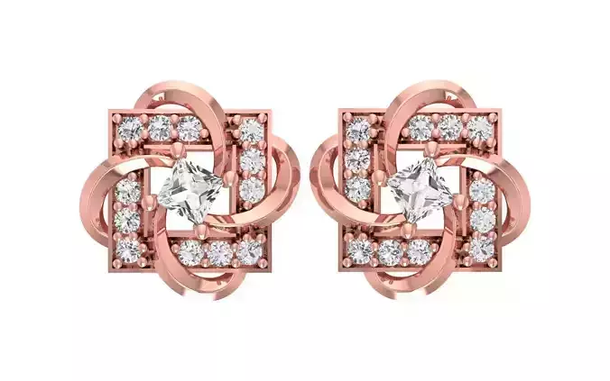 Women Diamond Earrings 3dm STL OBJ FBX Renders Details