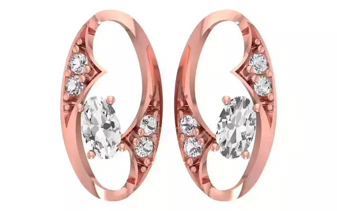 Women Diamond Earrings 3dm STL OBJ FBX Renders Details