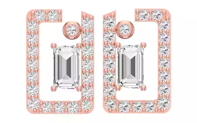Women Diamond Earrings 3dm STL OBJ FBX Renders Details