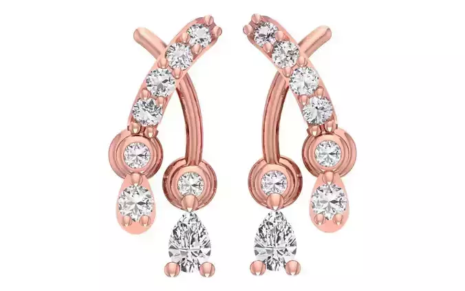Women Diamond Earrings 3dm STL OBJ FBX Renders Details