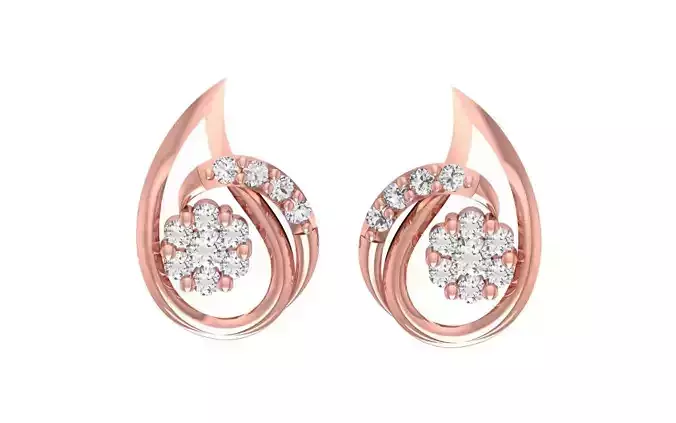 Women Diamond Earrings 3dm STL OBJ FBX Renders Details