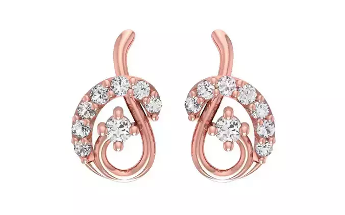 Women Diamond Earrings 3dm STL OBJ FBX Renders Details