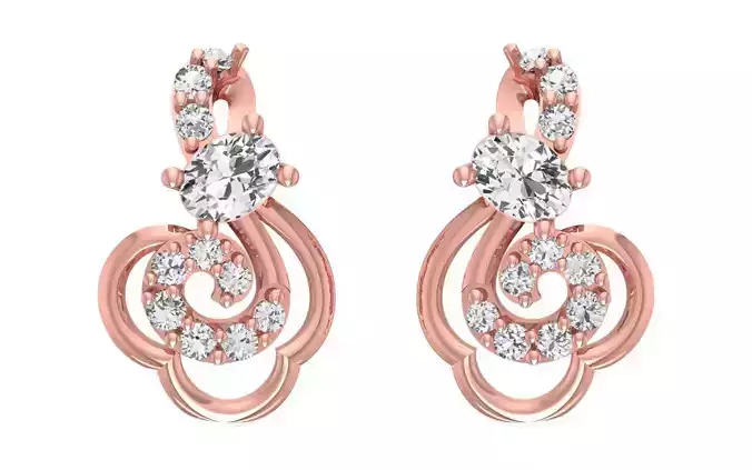 Women Diamond Earrings 3dm STL OBJ FBX Renders Details