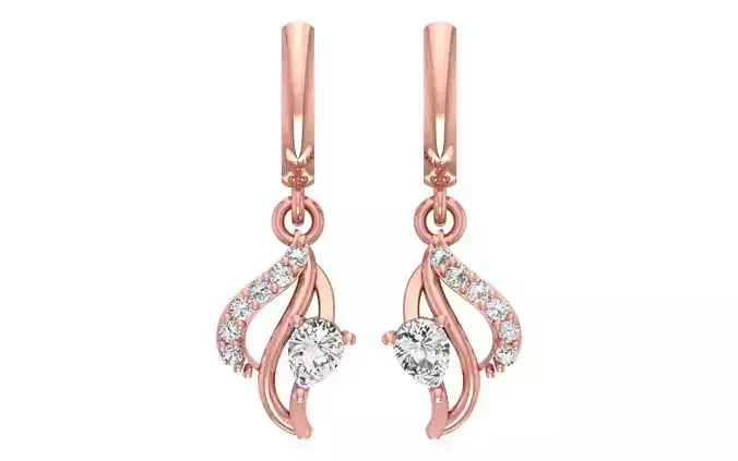 Women Diamond Earrings 3dm STL OBJ FBX Renders Details