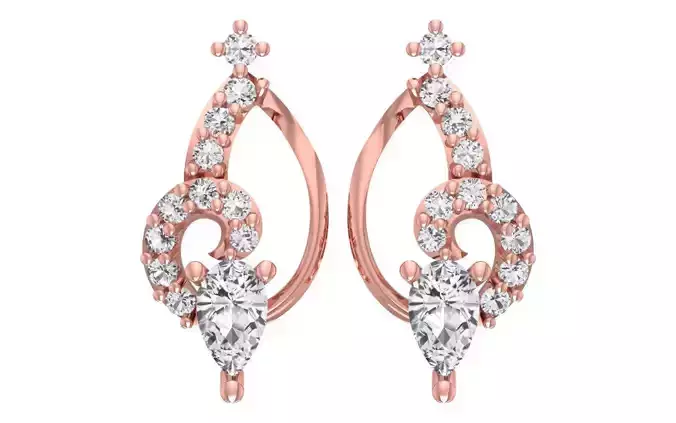 Women Diamond Earrings 3dm STL OBJ FBX Renders Details
