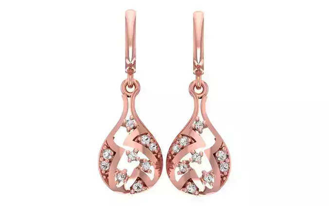 Women Diamond Earrings 3dm STL OBJ FBX Renders Details