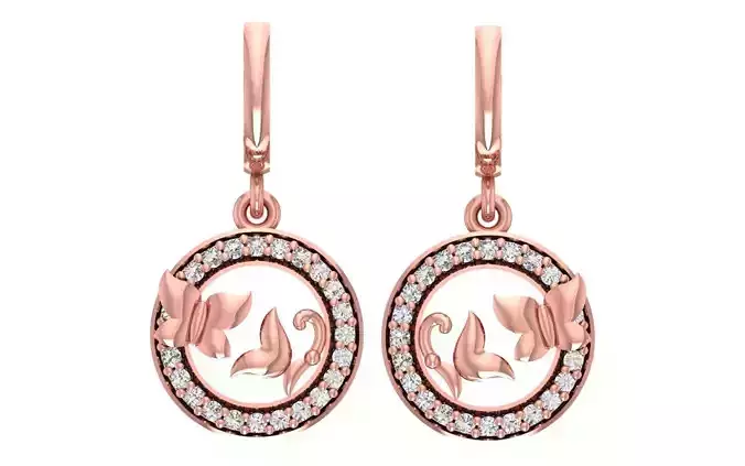 Women Diamond Earrings 3dm STL OBJ FBX Renders Details