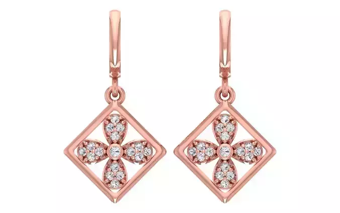 Women Diamond Earrings 3dm STL OBJ FBX Renders Details